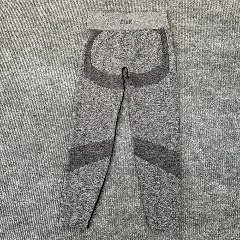 PINK Womens Active Seamless Leggings Large Gray Heathered High Rise Stretch